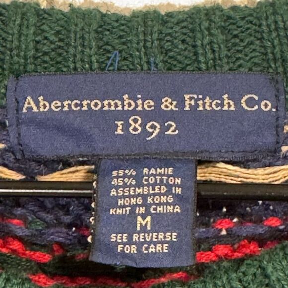 Vintage Abercrombie & Fitch 1892 Sweater Men’s M Fair Isle Knit 90s Coogi Style - Picture 8 of 9